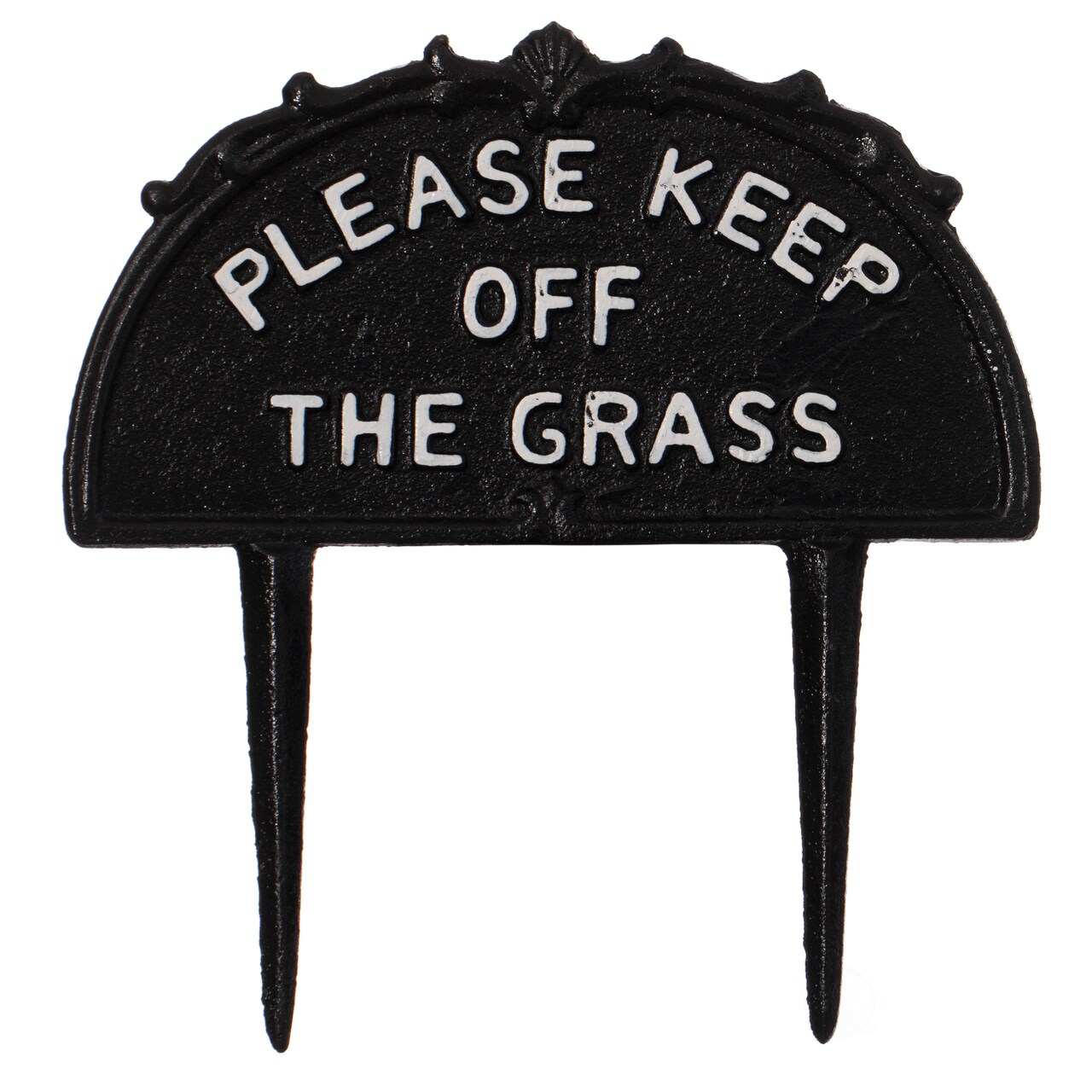 Cast Iron Please Keep Off The Grass Sign Black 10.25 Inch Waterproof Stake